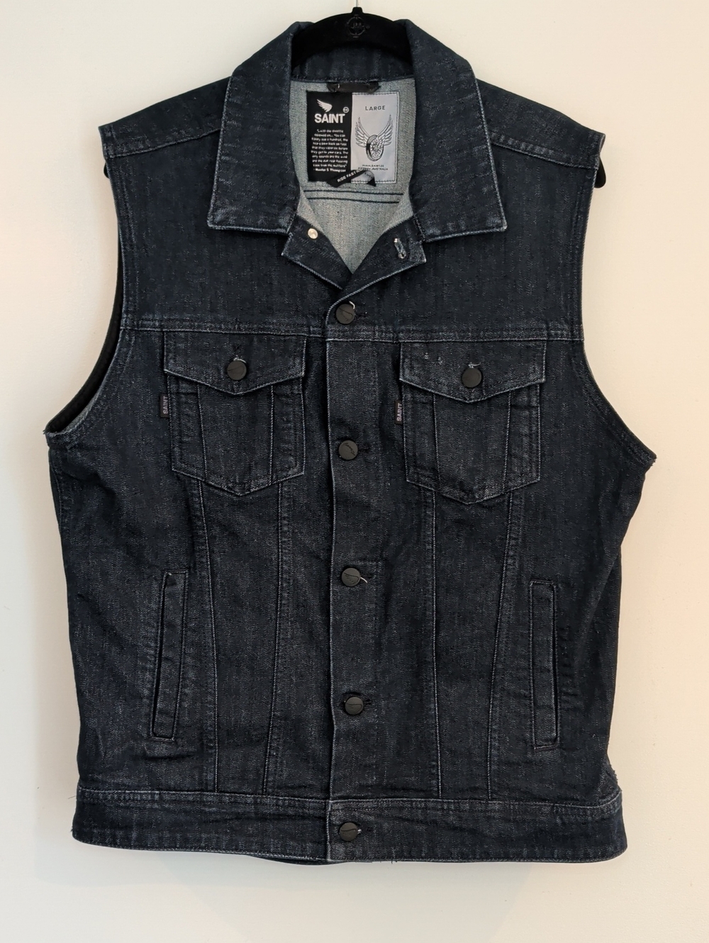 Saint Denim Jean Moto Vest Size Large